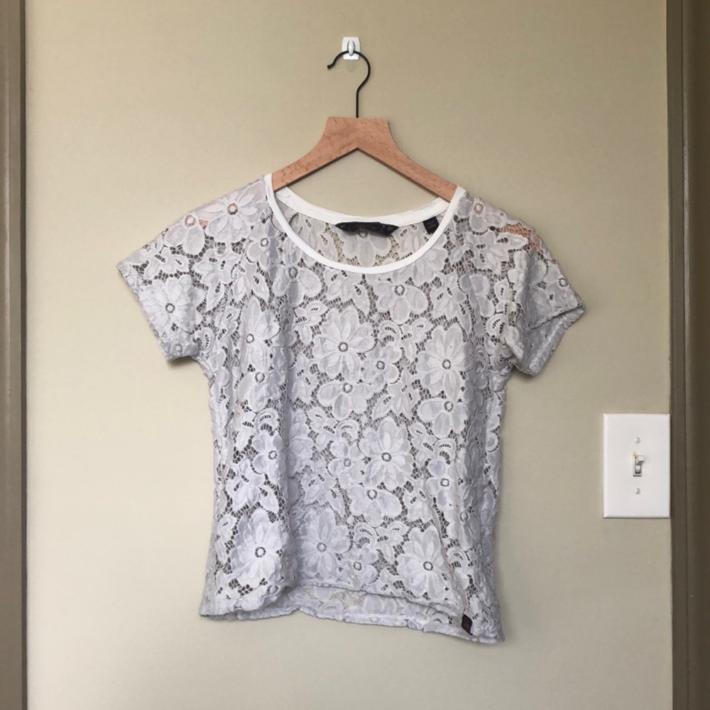 White floral lace shirt (S)